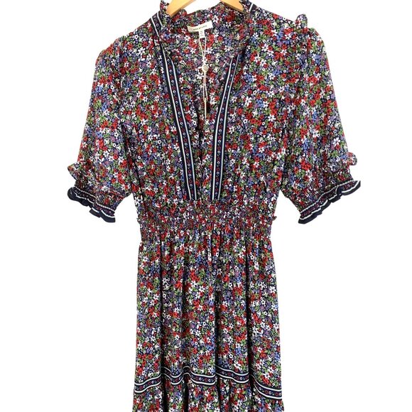 Max Studio Womens Floral Smock Granny Maxi Dress Size M Ditsy 8048 NWT Tiered - Picture 6 of 13